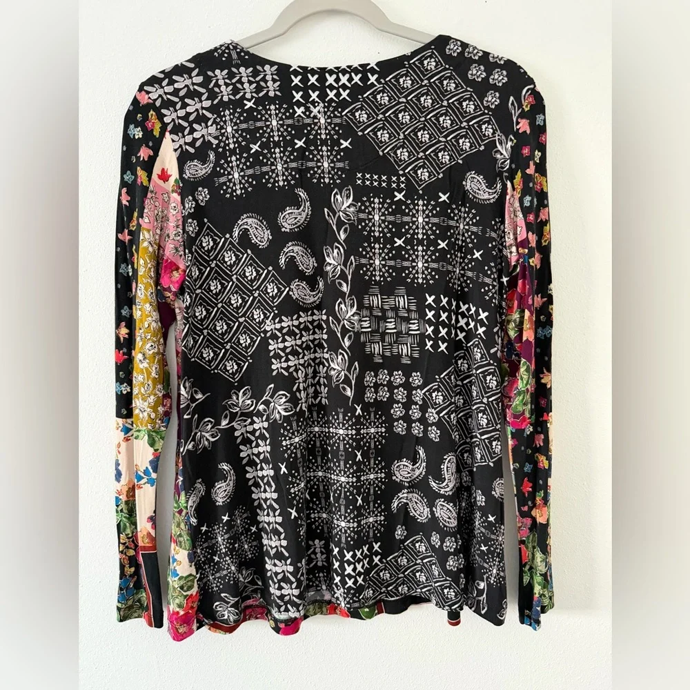 Johnny Was Santa Fe Favorite Floral Color Block Long Sleeve tee size small - Picture 7 of 7